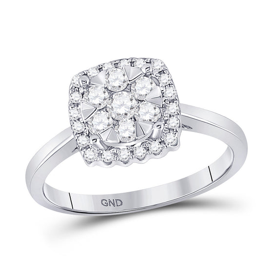 10k White Gold Womens Round Diamond Right-Hand Cluster Ring 1/2 Cttw