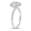 14k White Gold Womens Round Diamond Halo Flower Cluster Ring 1/2 Cttw