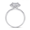 14k White Gold Womens Round Diamond Halo Flower Cluster Ring 1/2 Cttw