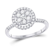  14k White Gold Womens Round Diamond Halo Flower Cluster Ring 1/2 Cttw