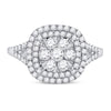 14k White Gold Womens Round Diamond Right-Hand Cluster Ring 1 Cttw