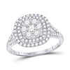 14k White Gold Womens Round Diamond Right-Hand Cluster Ring 1 Cttw
