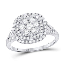  14k White Gold Womens Round Diamond Right-Hand Cluster Ring 1 Cttw
