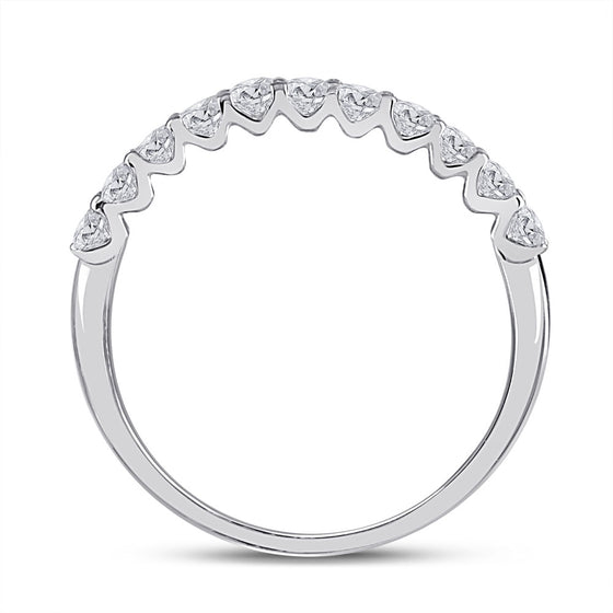 14k White Gold Womens Round Diamond Classic Anniversary Band Ring 1/2 Cttw