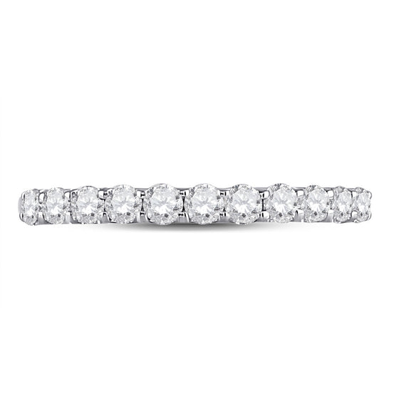 14k White Gold Womens Round Diamond Classic Anniversary Band Ring 1/2 Cttw