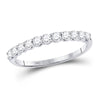 14k White Gold Womens Round Diamond Classic Anniversary Band Ring 1/2 Cttw