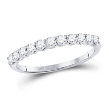  14k White Gold Womens Round Diamond Classic Anniversary Band Ring 1/2 Cttw