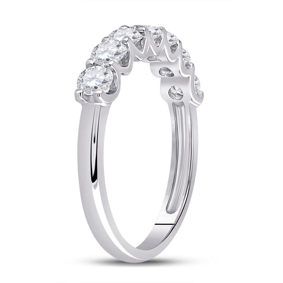 14k White Gold Womens Round Diamond Classic Anniversary Band Ring 1 Cttw