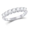 14k White Gold Womens Round Diamond Classic Anniversary Band Ring 1 Cttw