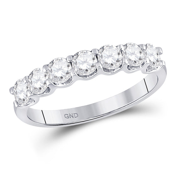 14k White Gold Womens Round Diamond Classic Anniversary Band Ring 1 Cttw