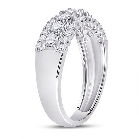 14k White Gold Womens Round Diamond Classic Anniversary Band Ring 1 Cttw