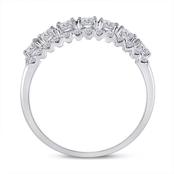 14k White Gold Womens Round Diamond Classic Anniversary Band Ring 1 Cttw