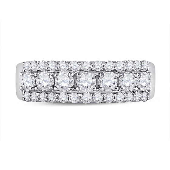 14k White Gold Womens Round Diamond Classic Anniversary Band Ring 1 Cttw