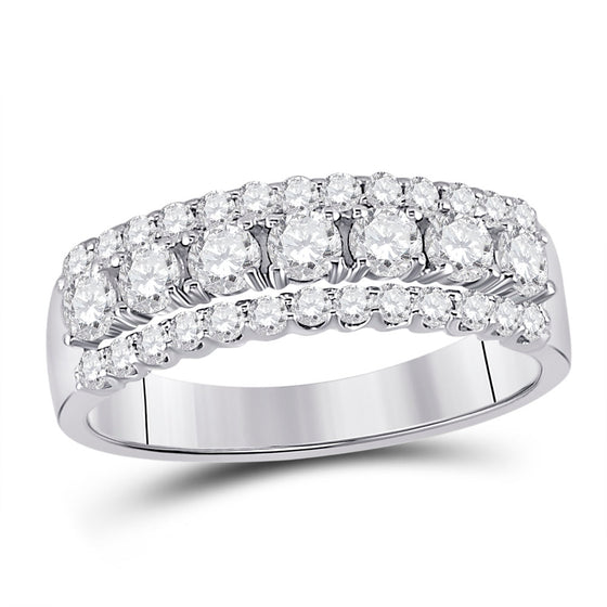 14k White Gold Womens Round Diamond Classic Anniversary Band Ring 1 Cttw