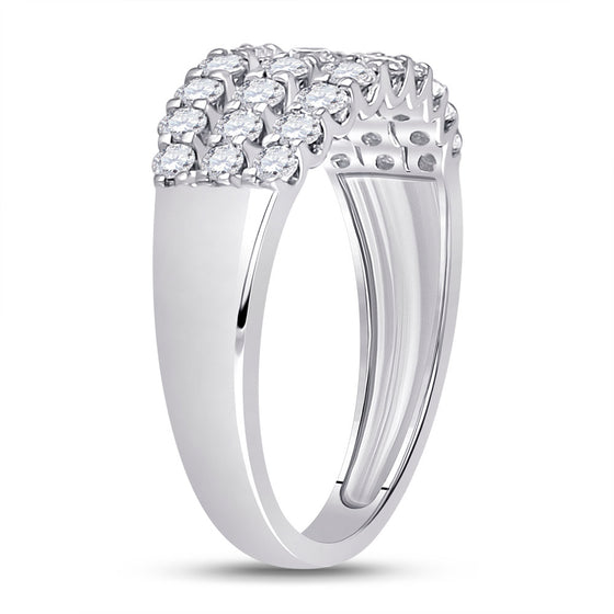 14k White Gold Womens Round Diamond Anniversary Band Ring 1 Cttw