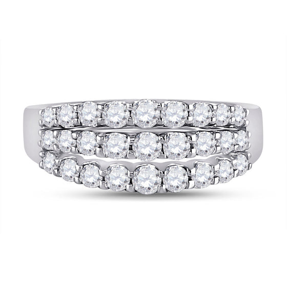 14k White Gold Womens Round Diamond Anniversary Band Ring 1 Cttw