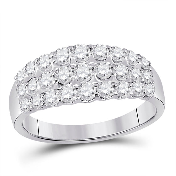 14k White Gold Womens Round Diamond Anniversary Band Ring 1 Cttw