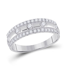  10k White Gold Womens Round Diamond Anniversary Ring 1/2 Cttw