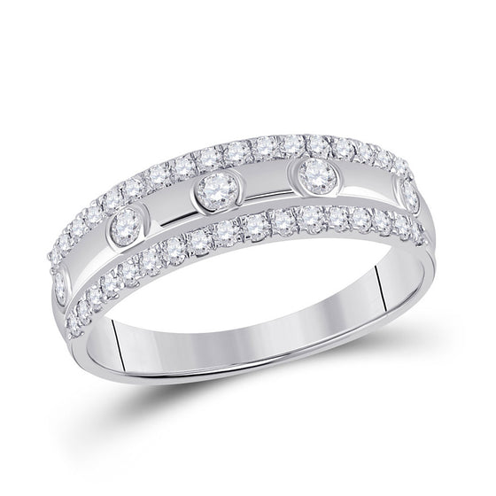 10k White Gold Womens Round Diamond Anniversary Ring 1/2 Cttw