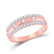  10k Rose Gold Womens Round Diamond Anniversary Ring 1/2 Cttw