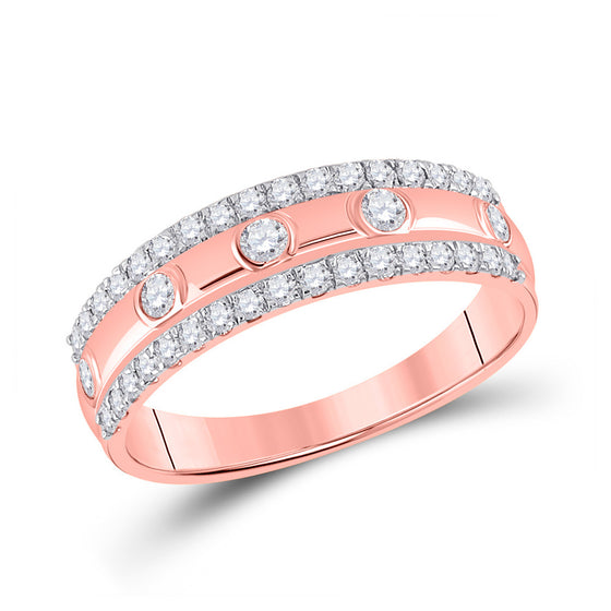10k Rose Gold Womens Round Diamond Anniversary Ring 1/2 Cttw
