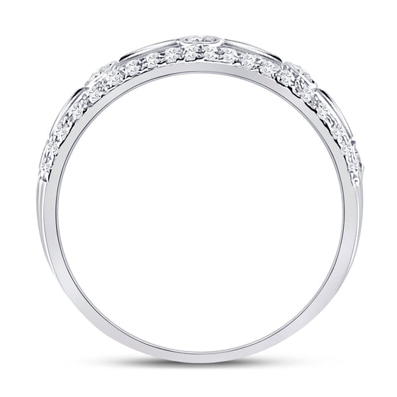 10k White Gold Womens Round Diamond Anniversary Ring 1/2 Cttw