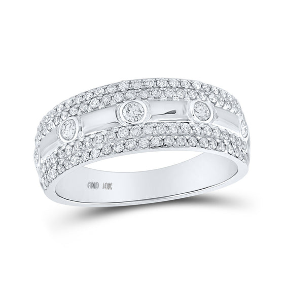 10k White Gold Womens Round Diamond Anniversary Ring 1/2 Cttw