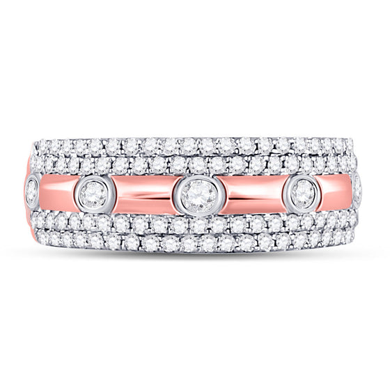 10k Rose Gold Womens Round Diamond Anniversary Ring 1/2 Cttw
