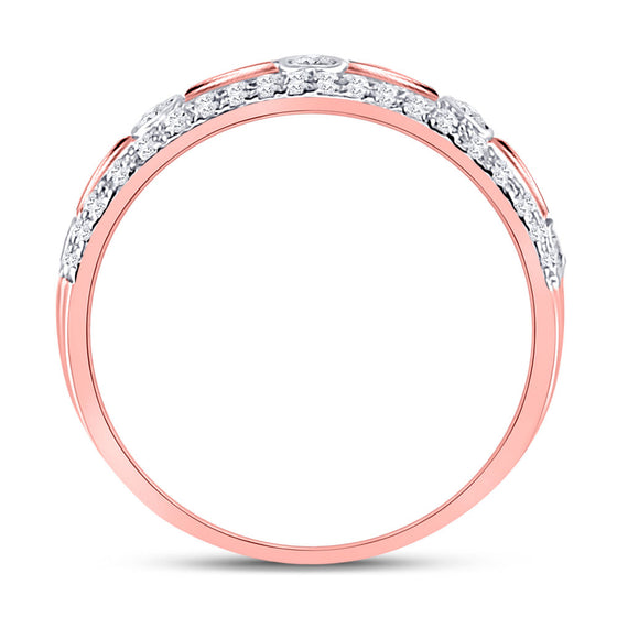 10k Rose Gold Womens Round Diamond Anniversary Ring 1/2 Cttw
