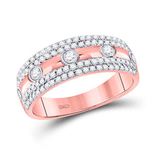  10k Rose Gold Womens Round Diamond Anniversary Ring 1/2 Cttw