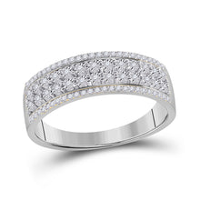  10k White Gold Womens Round Diamond Band Ring 1/6 Cttw