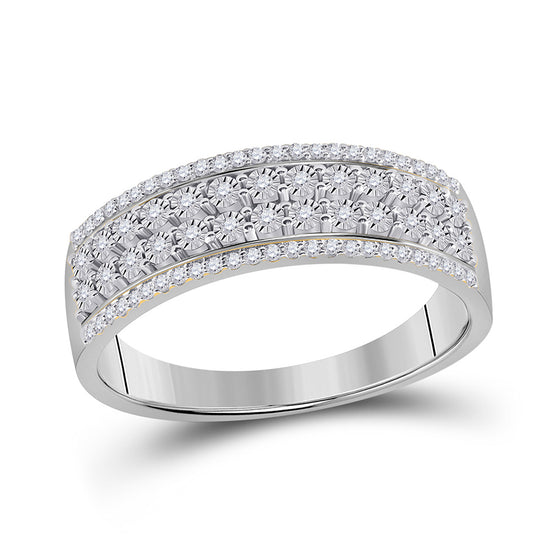 10k White Gold Womens Round Diamond Band Ring 1/6 Cttw