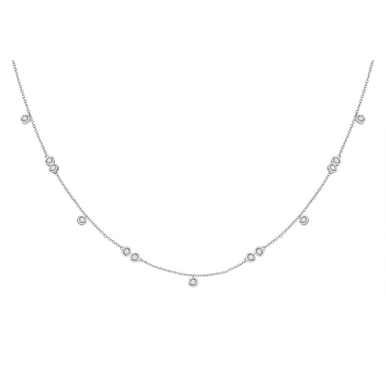 10k White Gold Womens Round Diamond Fashion Necklace 1/3 Cttw
