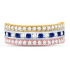 10k Tri-Tone Gold Womens Round Blue Sapphire Convertible Band Ring 1-1/4 Cttw