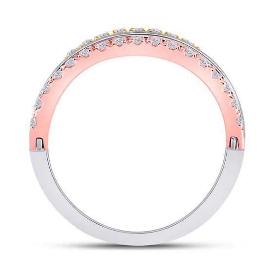 10k Tri-Tone Gold Womens Round Blue Sapphire Convertible Band Ring 1-1/4 Cttw
