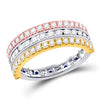 10k Tri-Tone Gold Womens Round Blue Sapphire Convertible Band Ring 1-1/4 Cttw