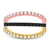 10k Tri-Tone Gold Womens Round Black Color Enhanced Diamond Convertible Band Ring 1 Cttw