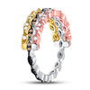 10k Tri-Tone Gold Womens Round Brown Diamond Convertible Band Ring 3/8 Cttw
