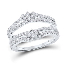  14k White Gold Womens Round Diamond Wedding Wrap Ring Guard Enhancer 7/8 Cttw
