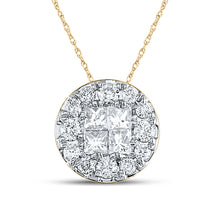  14k Yellow Gold Womens Princess Diamond Cluster Pendant 1 Cttw