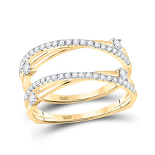  14k Yellow Gold Womens Round Diamond Wedding Wrap Ring Guard Enhancer 3/8 Cttw