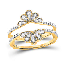  14k Yellow Gold Womens Round Diamond Wedding Wrap Ring Guard Enhancer 3/8 Cttw