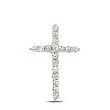  14k Yellow Gold Womens Round Diamond Cross Pendant 1/2 Cttw