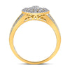 Yellow-tone Sterling Silver Womens Round Diamond Flower Cluster Ring 1/10 Cttw