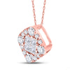 14k Rose Gold Womens Princess Diamond Square Pendant 1/4 Cttw