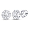 10k White Gold Womens Round Diamond Cluster Earrings 1/2 Cttw