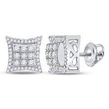  10k White Gold Round Diamond Kite Square Earrings 5/8 Cttw