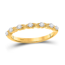  14k Yellow Gold Womens Round Diamond XOXO Stackable Band Ring 1/8 Cttw
