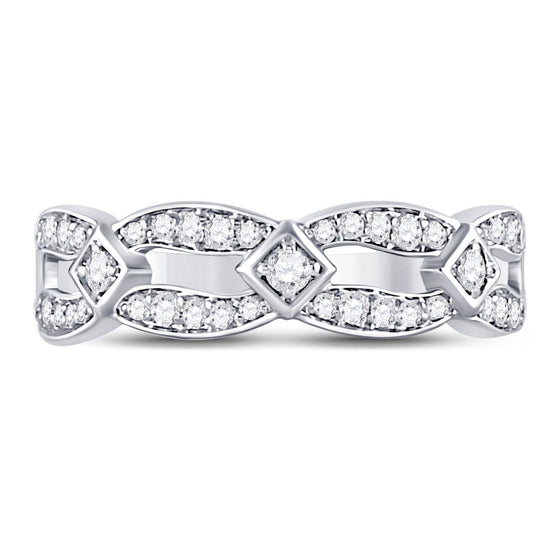 10k White Gold Womens Round Diamond Fashion Band Ring 1/3 Cttw