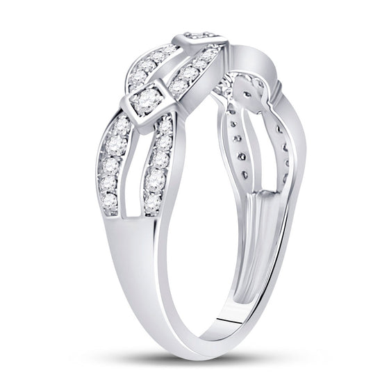 10k White Gold Womens Round Diamond Fashion Band Ring 1/3 Cttw